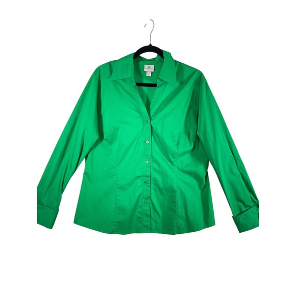 Worthington Tops - Worthington Green Button Down Top Stretch Long Sleeve Blouse Women's Size 18